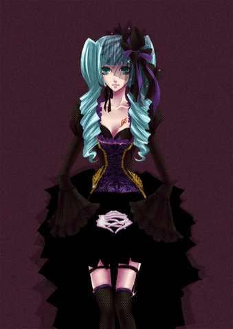 Cosplay Kostüm Miku Hatsune Vocaloid Gothic Lolita komplett + Perücke Anime Manga
